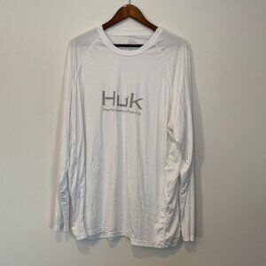Huk Performance Fishing Shirt Men's 3XL White Long Sleeve Lightweight